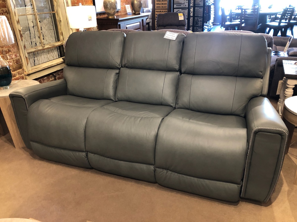 La-Z-Boy Apollo Leather Power Reclining Sofa with Headrest Blue Gray 2345710 On Sale for $2,897.63