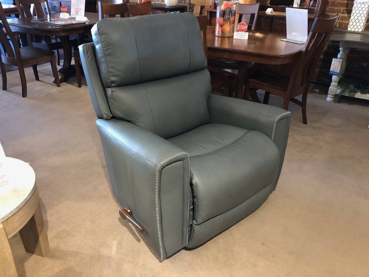 La-Z-Boy Apollo Leather Rocker Recliner Blue Gray 2345750 On Sale for $1,098.68